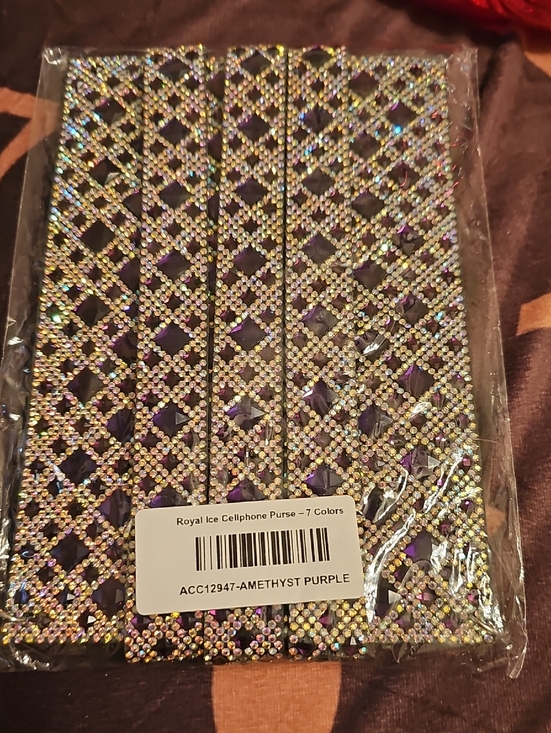 Accessories - Amethyst Purple Crystal Phone Purse - Royal Ice Style